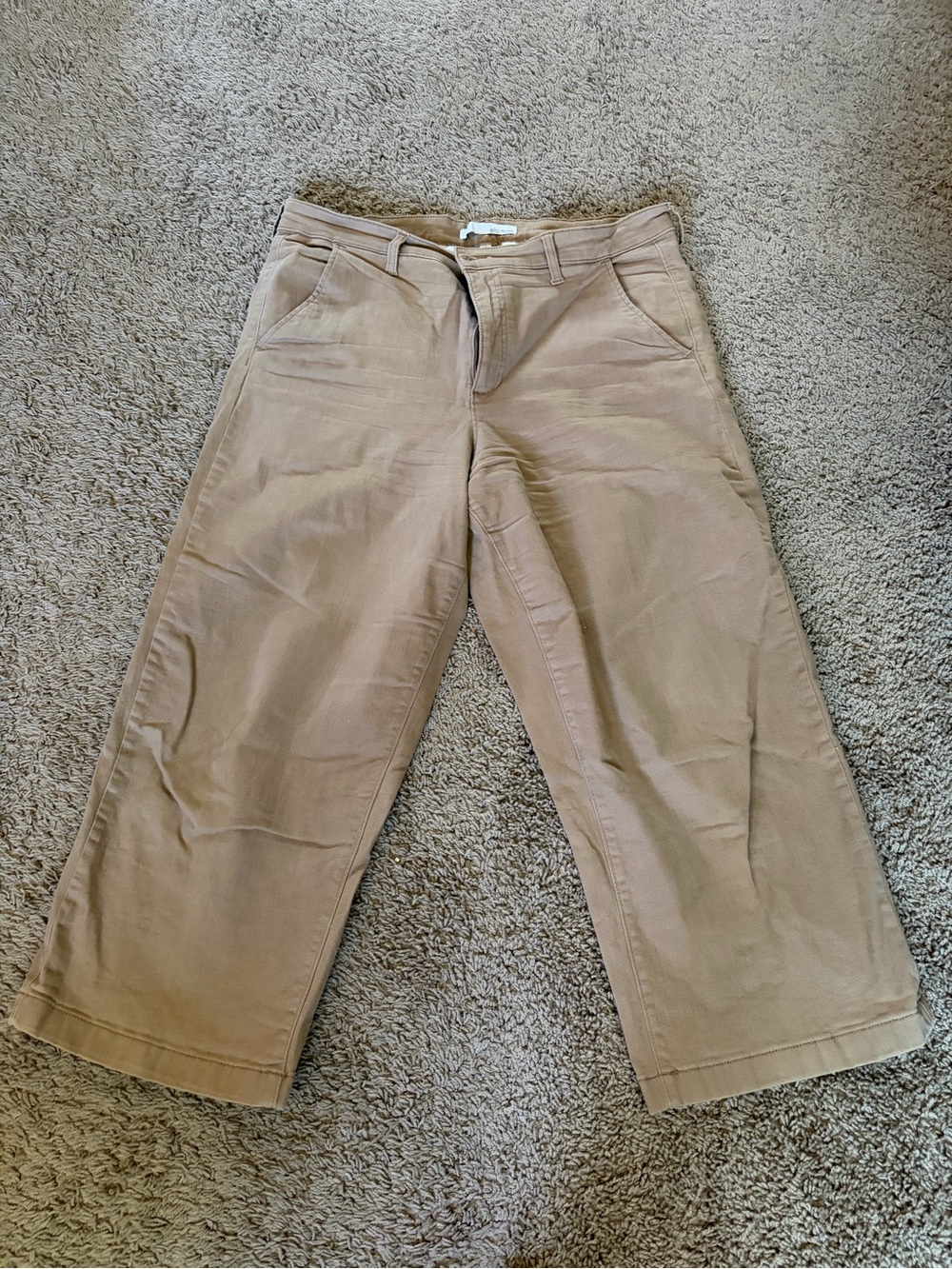 Ella Moss Cropped Wide-Leg Pants in Light Tan